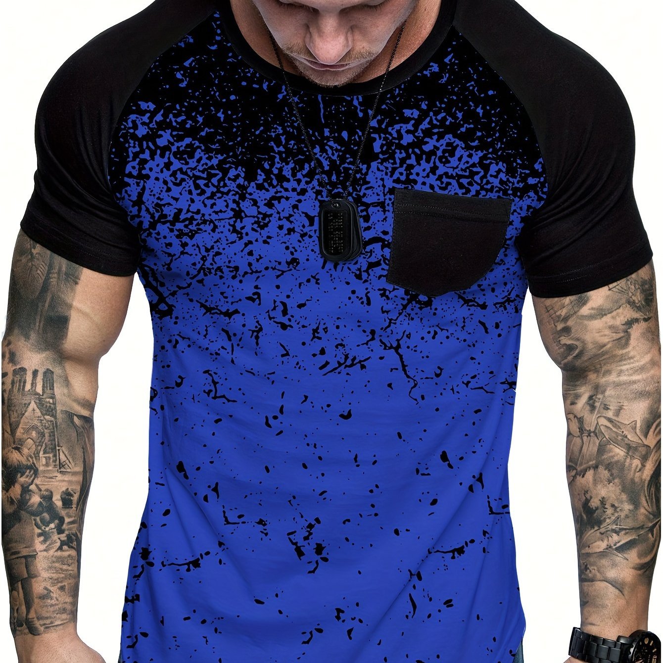Chic Printed T-shirt, Men??s Casual Street Style Stretch Round Neck Tee Shirt For Summer - Image 2