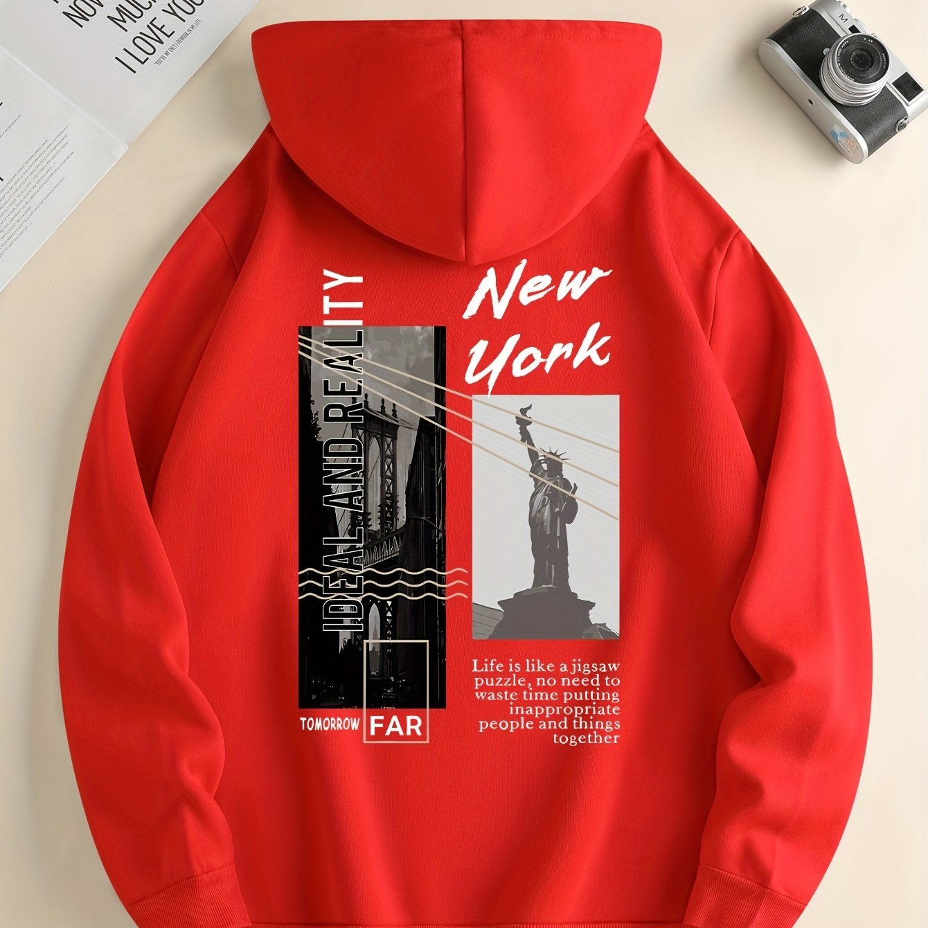 NEW YORK Print Hoodie, Cool Hoodies For Men, Men??s Casual Pullover Hooded Sweatshirt With Kangaroo Pocket Streetwear For Winter Fall, As Gifts - Image 6