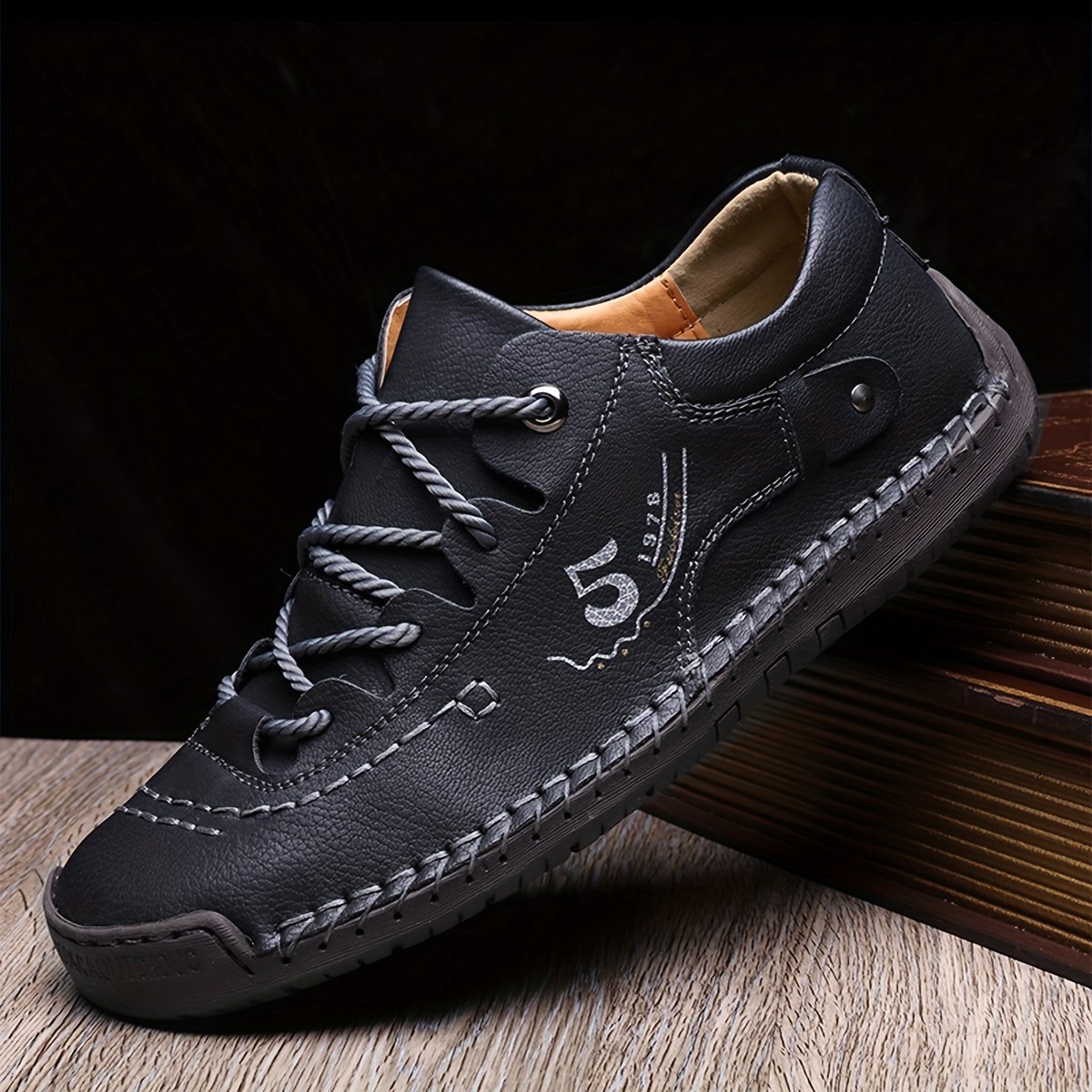 Men??s Handmade Stitching Casual Shoes Flats Outdoor Walking Sneakers - Image 8