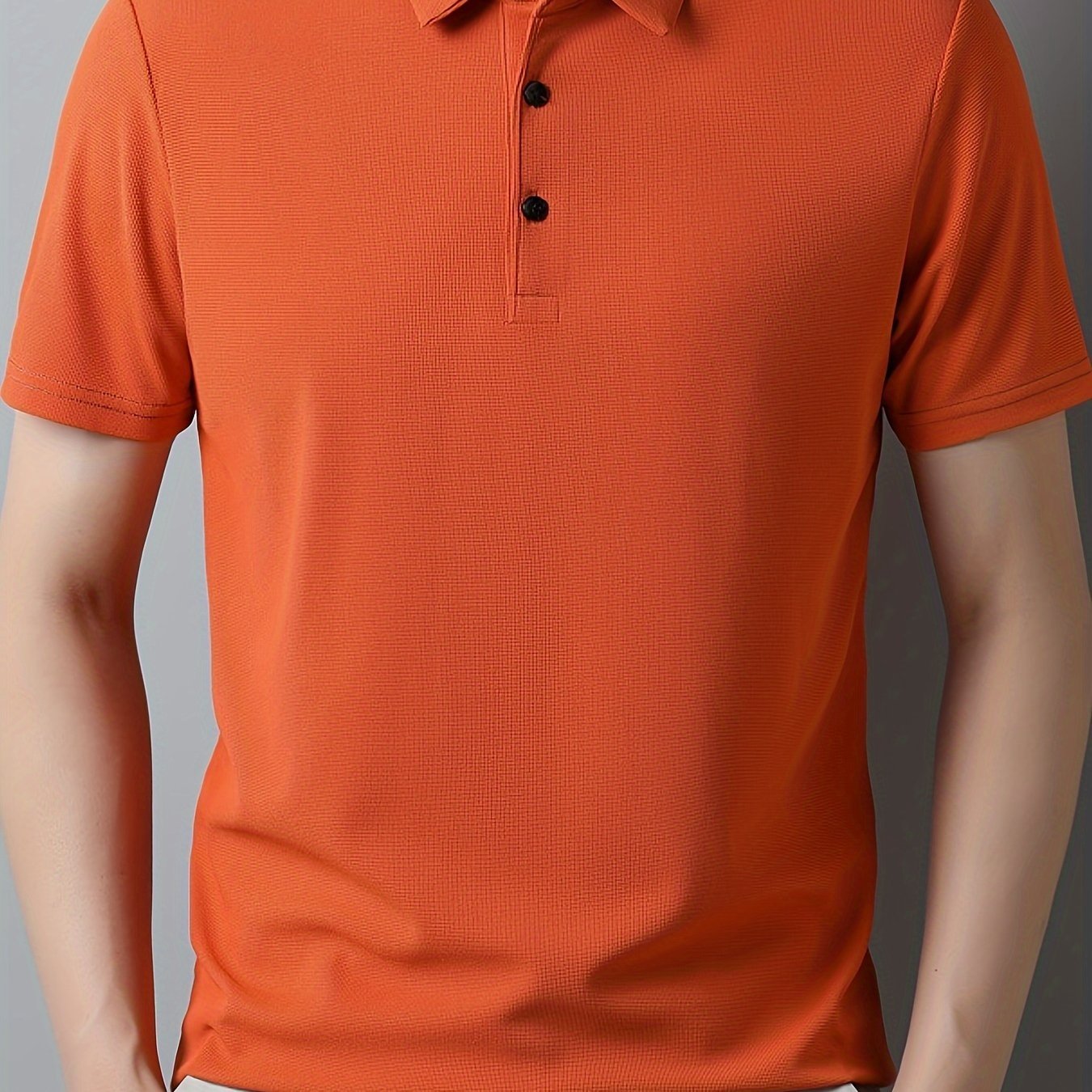 Men??s Solid Short Sleeve And Lapel Collar Henley Shirt, Casual And Comfy Sports Tops For Summer Golf Wear And Outdoors Activities - Image 5