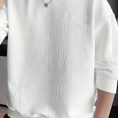 Men??s Crew Neck Long Sleeve Sweatshirt, Casual Wear, Solid Pullover, Men??s Clothing For Spring Fall Winter