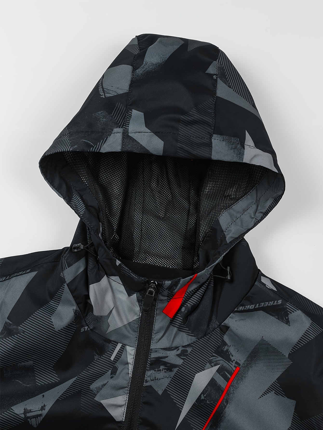 Geometric Pattern Design Men??s Color Blocked Zip Up Hooded Indbreaker, Suitable For Outdoor Hiking, Camping And Travel In All Seasons - Image 11