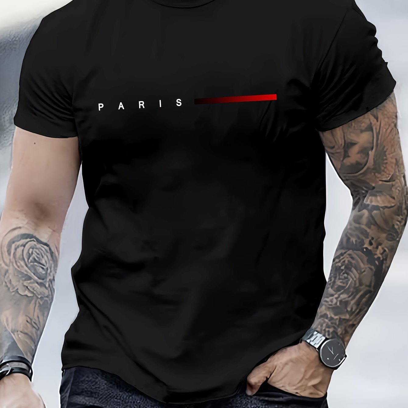 Creative Letter Print, Men??s Graphic Design Crew Neck T-shirt, Casual Comfy Tees For Summer, Men??s Clothing Tops For Daily Gym Workout Running - Image 2