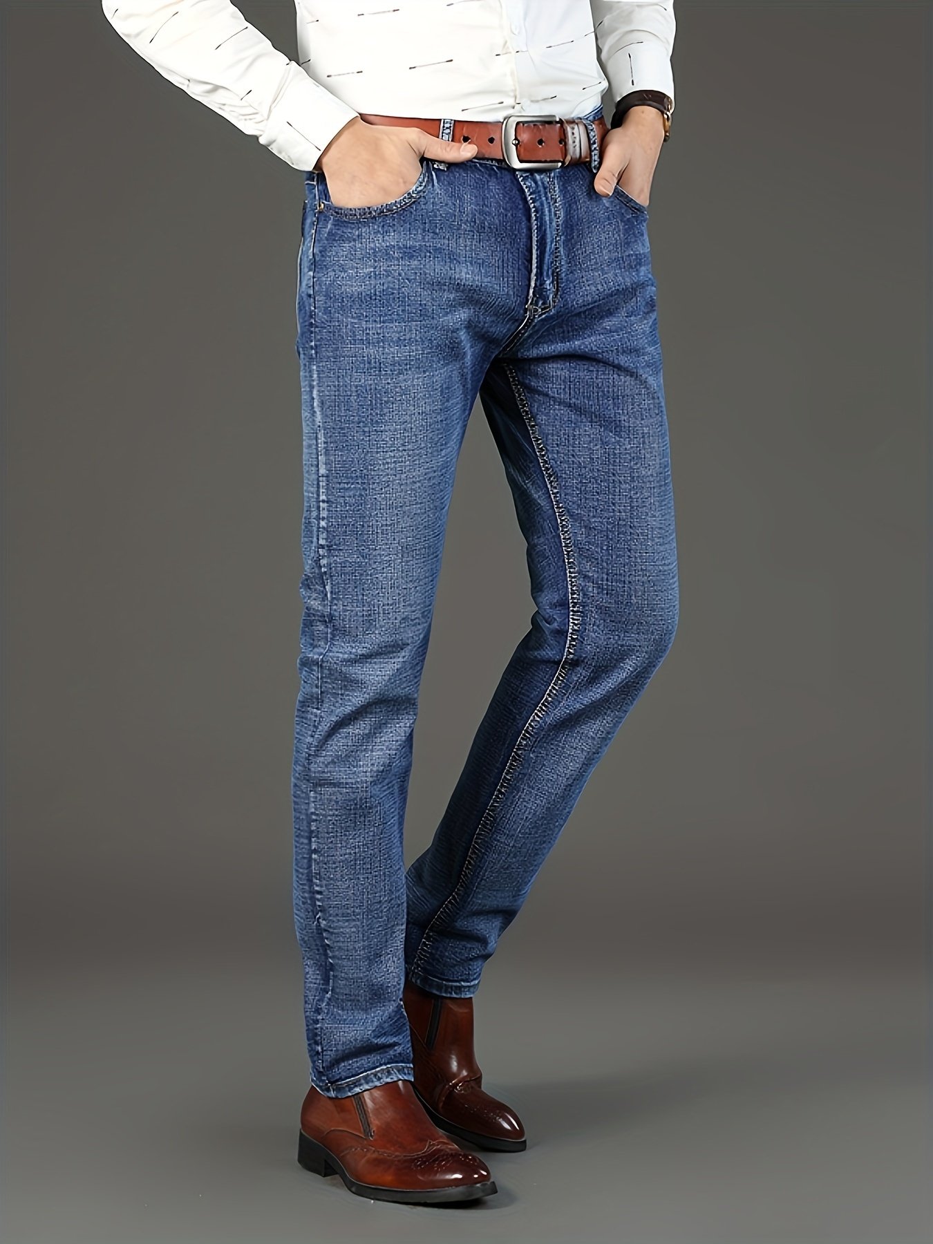 Men??s Classic Design Jeans, Semi-formal Stretch Jeans For Business - Image 4