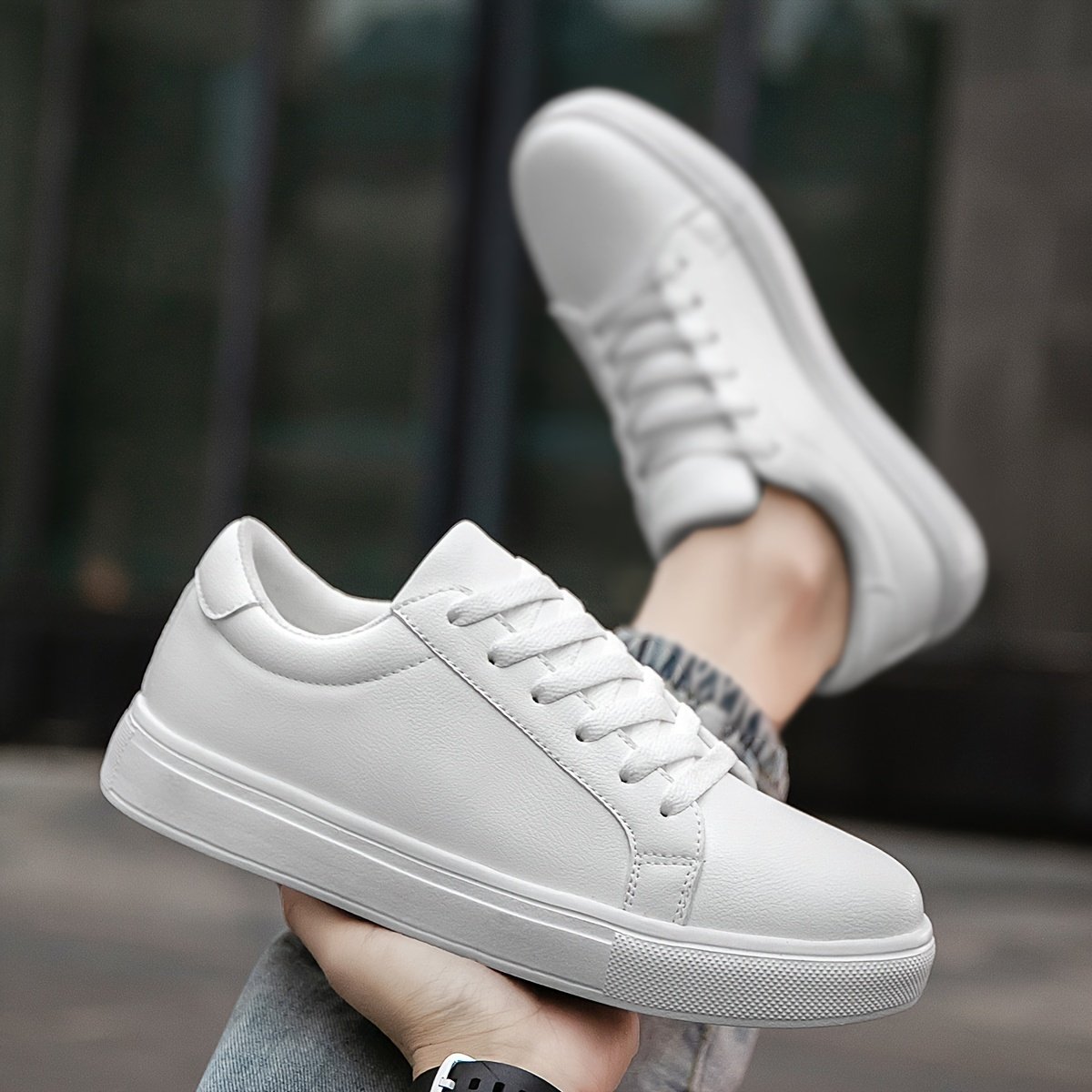 Men??s Sneakers, Solid Trendy Comfy Walking Skate Shoes, For Outdoor Walking, All Seasons
