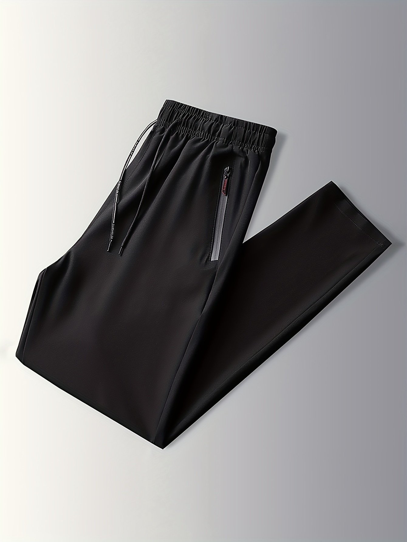 Men??s Solid Pants With Zipper Pockets, Casual Breathable Drawstring Trousers For Outdoor Activities Gift
