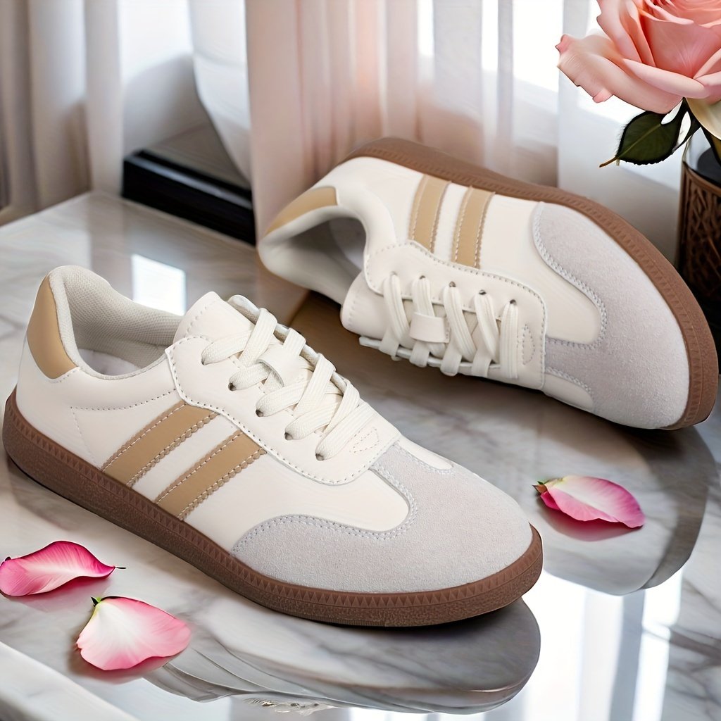 Women??s Fashion Colorblock Sneakers, Lace-Up Low-Top Casual Skate Shoes With Soft Platform Sole, Durable Versatile For Walking And Everyday Wear - Image 7