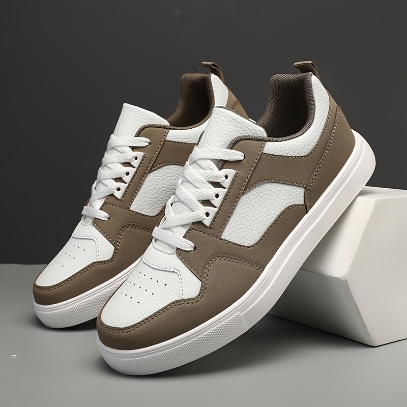 Men??s Old School Style Colour Block Skateboard Shoes, Comfy Non Slip Lace Up Breathable Sneakers For Men??s Outdoor Activities - Image 2
