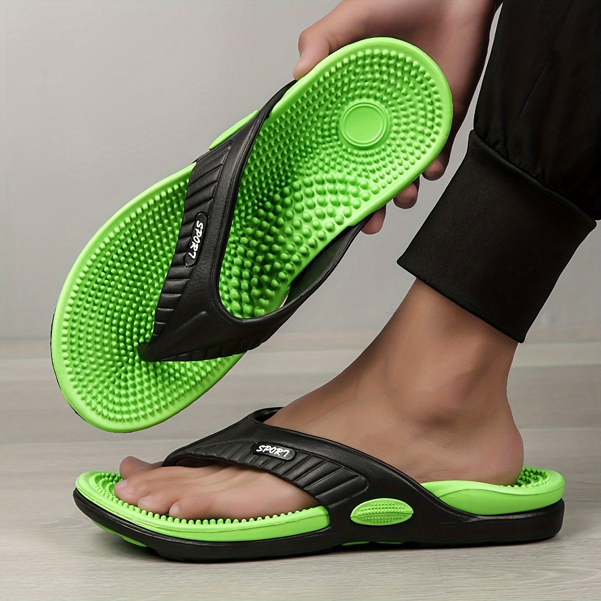 Men Acupressure Massage Reflexology Flip Flops Shock Absorption Lightweight Non Slip Thong Sandals For Indoor Outdoor Beach Summer - Image 4