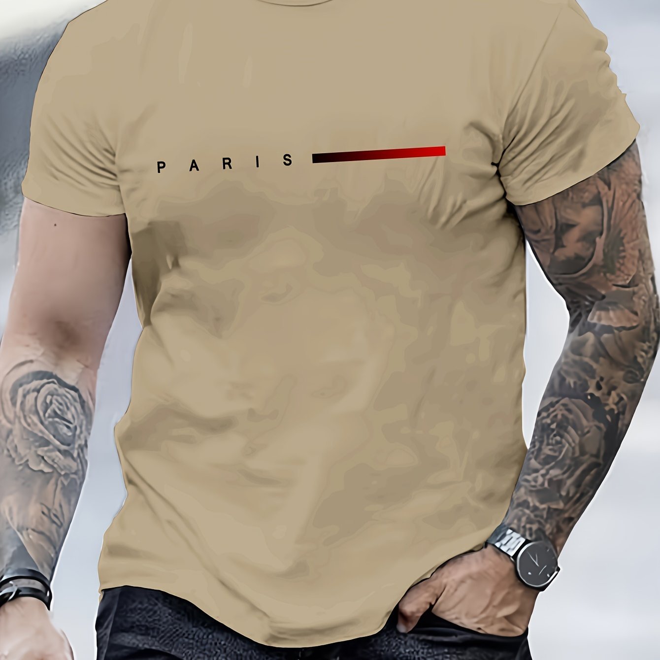 Creative Letter Print, Men??s Graphic Design Crew Neck T-shirt, Casual Comfy Tees For Summer, Men??s Clothing Tops For Daily Gym Workout Running - Image 3