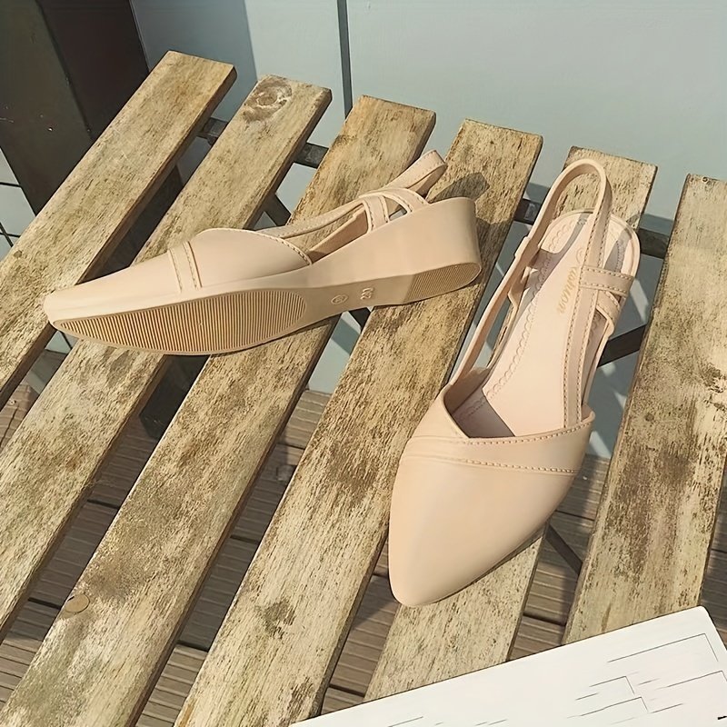 Women??s Solid Color Wedge Heeled Shoes, Fashion Point Toe Platform Shoes, Comfortable Ankle Strap Shoes - Image 8