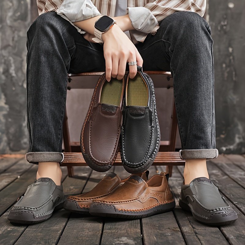 Men??s Stitching Casual Loafers, Breathable Wear-resistant Anti-skid Slip On Shoes For Outdoor Walking Driving, Spring Summer And Autumn - Image 14
