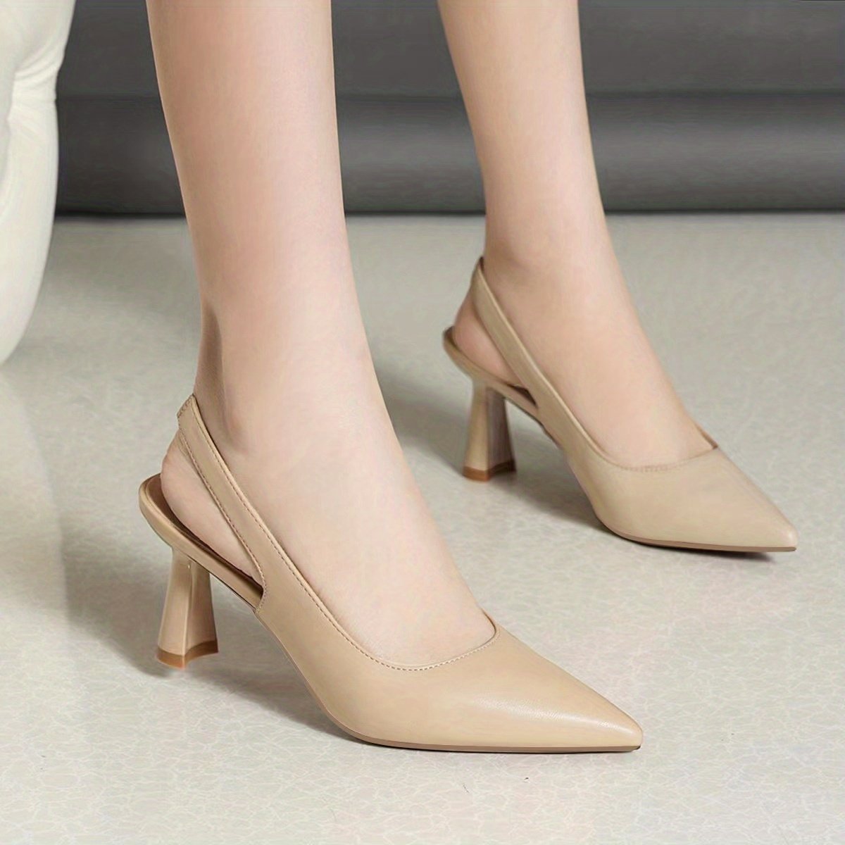 Women??s Solid Color Shoes, Point Toe Ankle Strap Slingback Stiletto Heel Trendy Shoes, Elegant Dress Comfy Shoes - Image 2