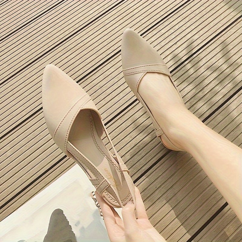 Women??s Solid Color Wedge Heeled Shoes, Fashion Point Toe Platform Shoes, Comfortable Ankle Strap Shoes - Image 9