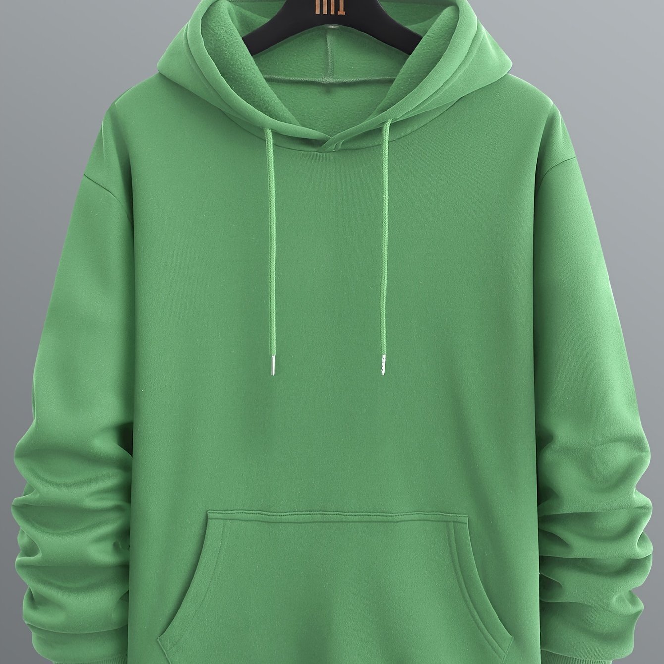 Men??s Long Sleeve Solid Hoodies Street Casual Sports And Fashionable With Kangaroo Pocket Sweatshirt, Suitable For Outdoor Sports, For Autumn And Winter, Fashionable And Versatile - Image 2