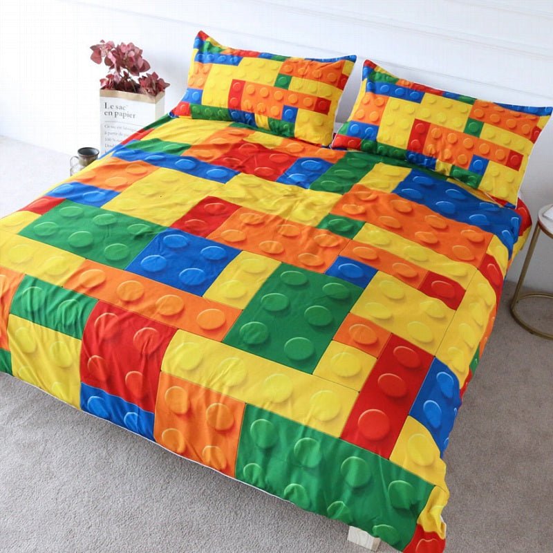 Colorful Kids 2/3-Piece Lego Print Duvet Cover Bedding Set - Image 2