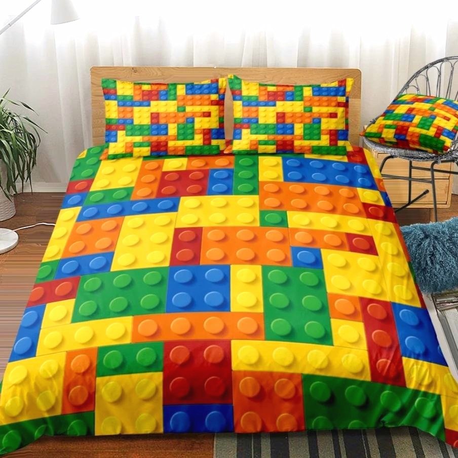 Colorful Kids 2/3-Piece Lego Print Duvet Cover Bedding Set