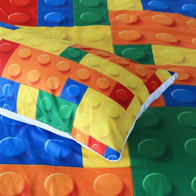 Colorful Kids 2/3-Piece Lego Print Duvet Cover Bedding Set - Image 3