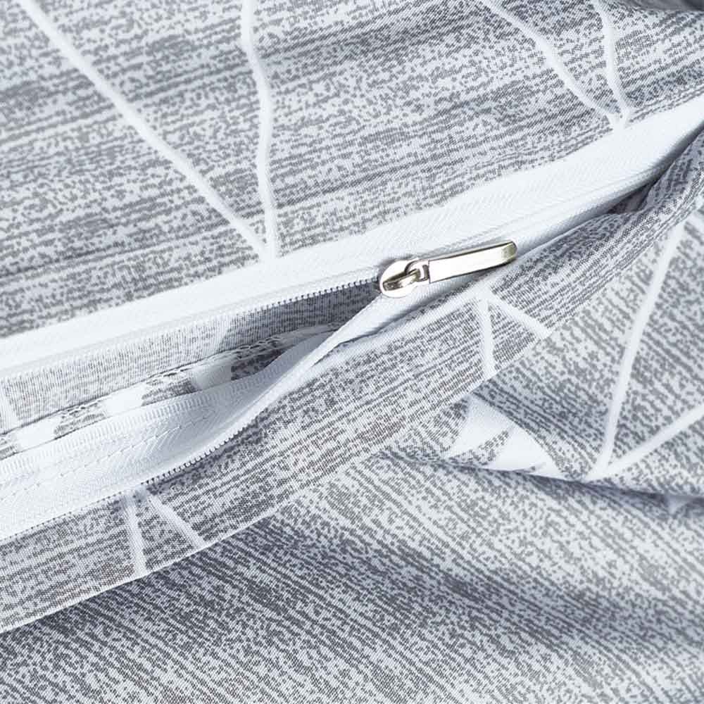 Gray 2/3-Piece Geometric Stripe Pattern Duvet Cover Set - Image 5