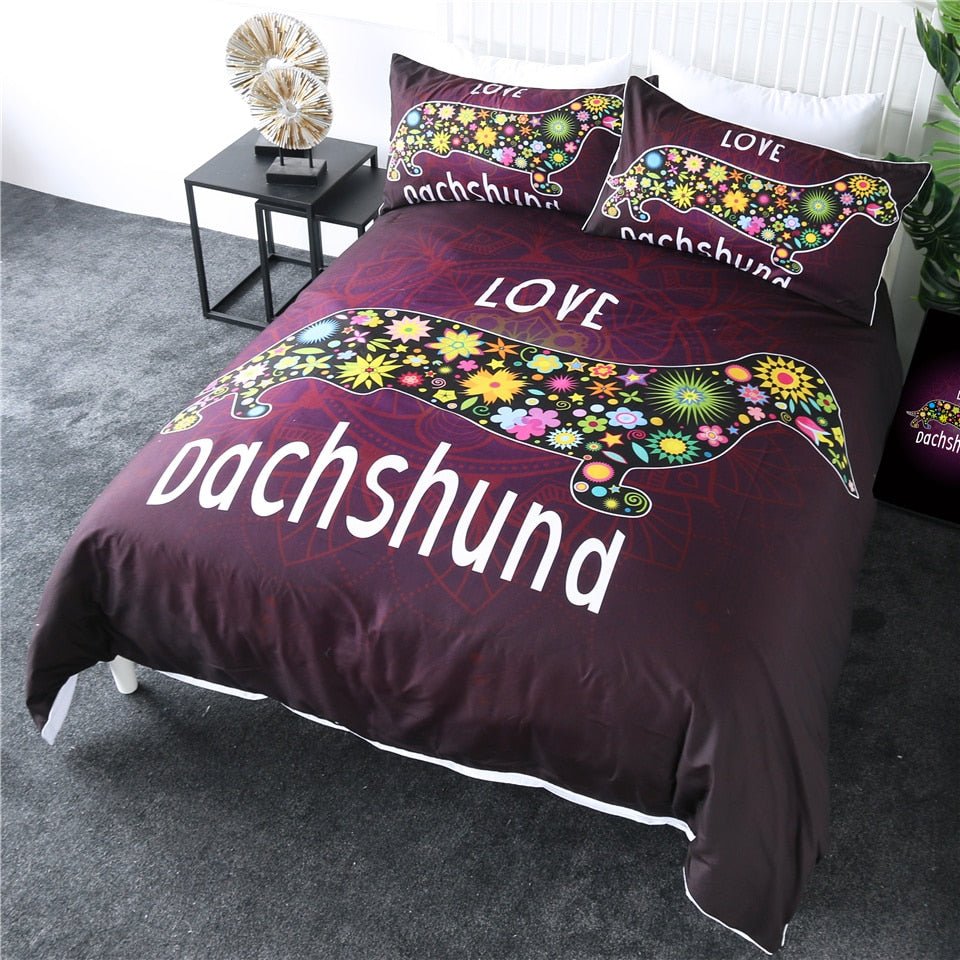 3-Piece Bohemian Dachshund Love Duvet Cover Set - Image 2