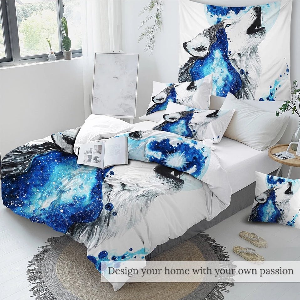 3-Piece Calling The Moon by Scandy Girl Wolf Duvet Set - Image 2