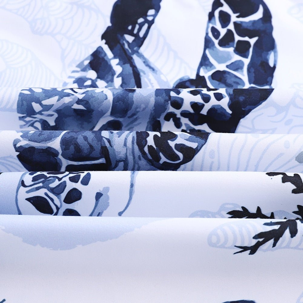White / Blue 3-Piece Ocean Sea Turtle Print Duvet Cover Set - Image 3