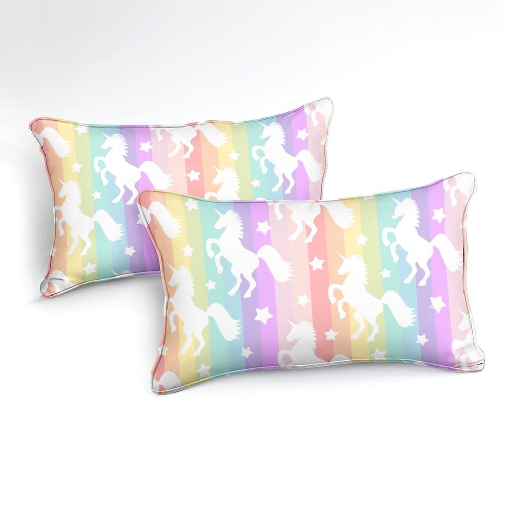 2/3-Piece Multi-Color Rainbow Unicorn Stripe Duvet Cover Set - Image 2