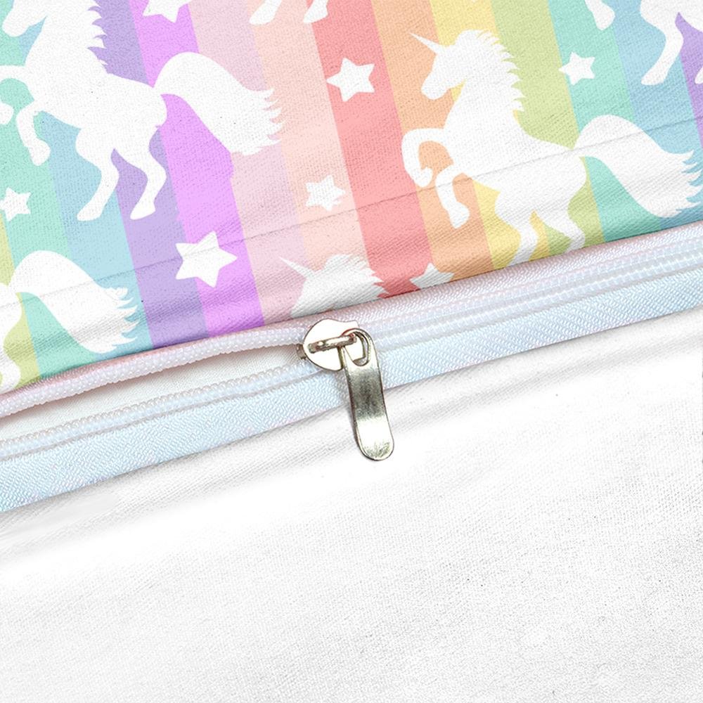 2/3-Piece Multi-Color Rainbow Unicorn Stripe Duvet Cover Set - Image 3