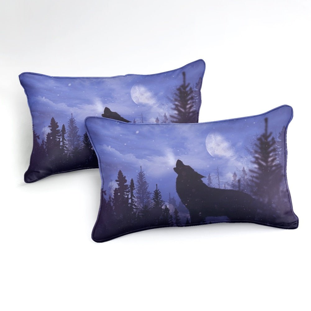 2/3-Piece Howling Wolf Night Sky Print Duvet Cover Set - Image 2