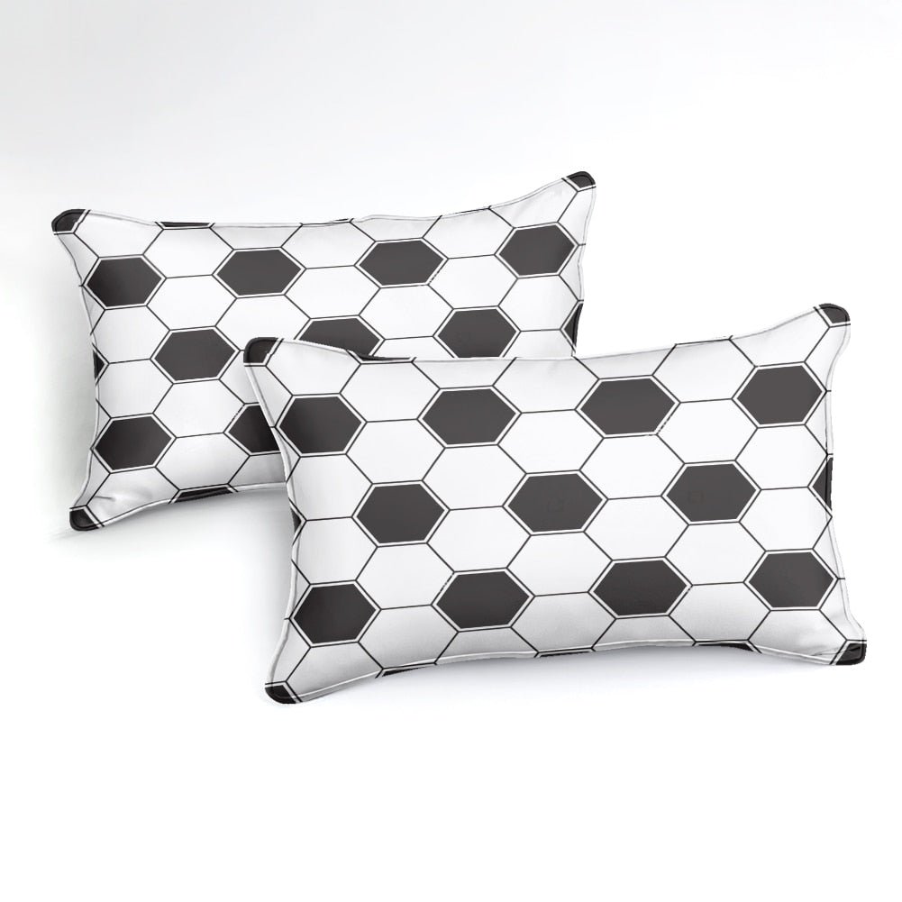 2/3-Piece Black & White Soccer Ball Pattern Duvet Cover Set - Image 2