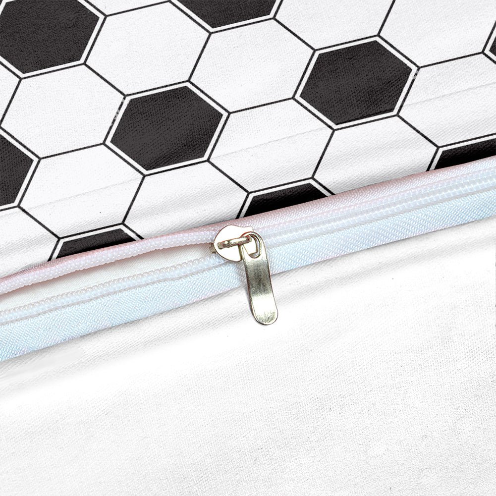 2/3-Piece Black & White Soccer Ball Pattern Duvet Cover Set - Image 3