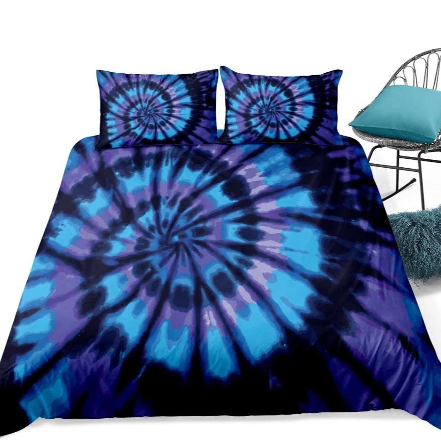 2/3-Piece Blue & Purple Tie-Dye Swirl Duvet Cover Set - Image 4