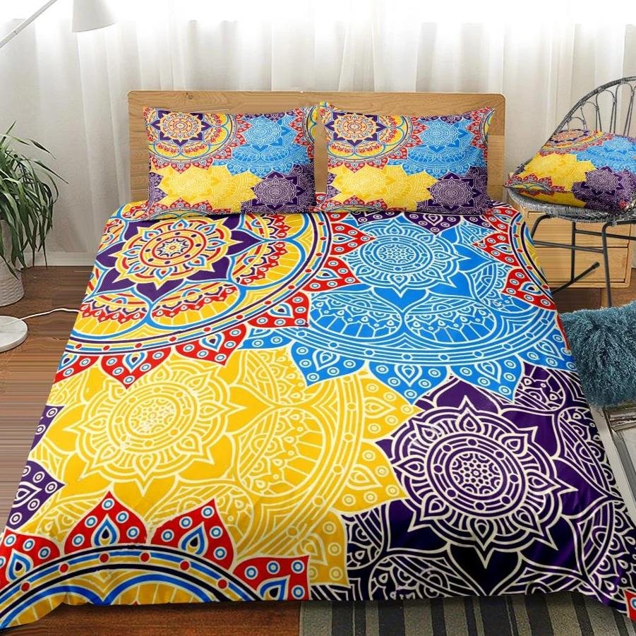 2/3-Piece Colorful Overlapping Mandala Duvet Cover Set