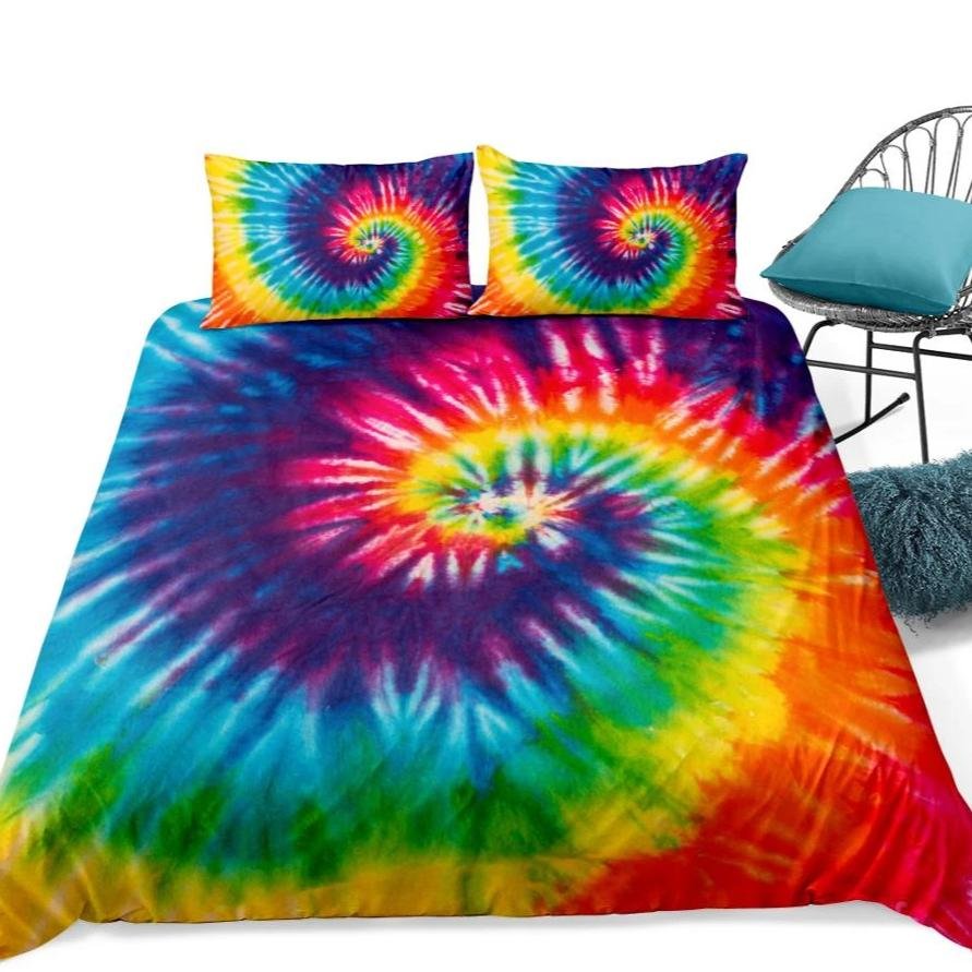 2/3-Piece Bold Rainbow Tie-Dye Duvet Cover Set - Image 4