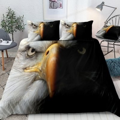 2/3-Piece Shadowed Bald Eagle Portrait Duvet Cover Set