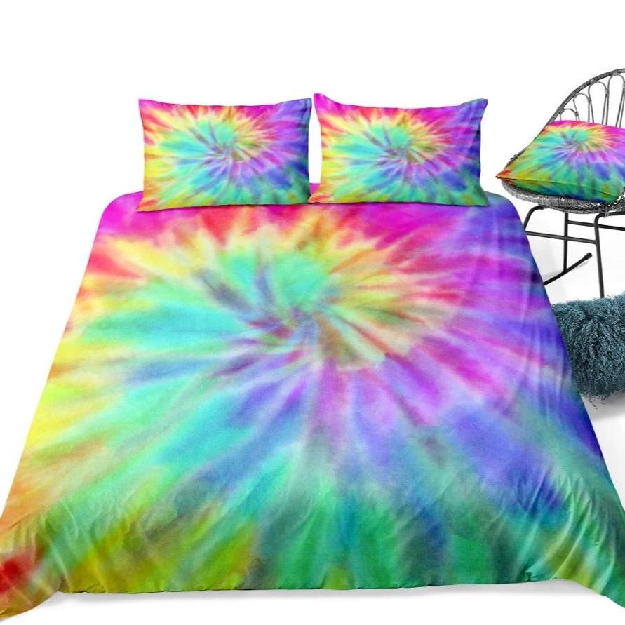 2/3-Piece Pastel Rainbow Tie-Dye Duvet Cover Set - Image 4