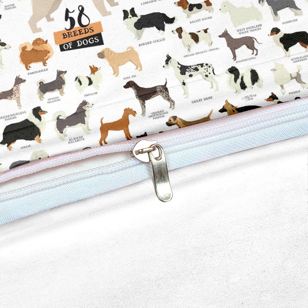 White 2/3-Piece Pet Dog Breeds Duvet Cover Set - Image 3