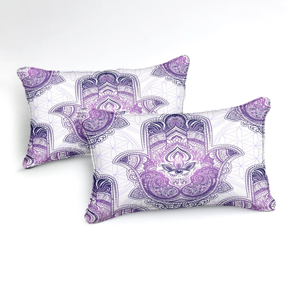 2/3-Piece Purple Bohemian Hamsa Hand Duvet Cover Set - Image 2