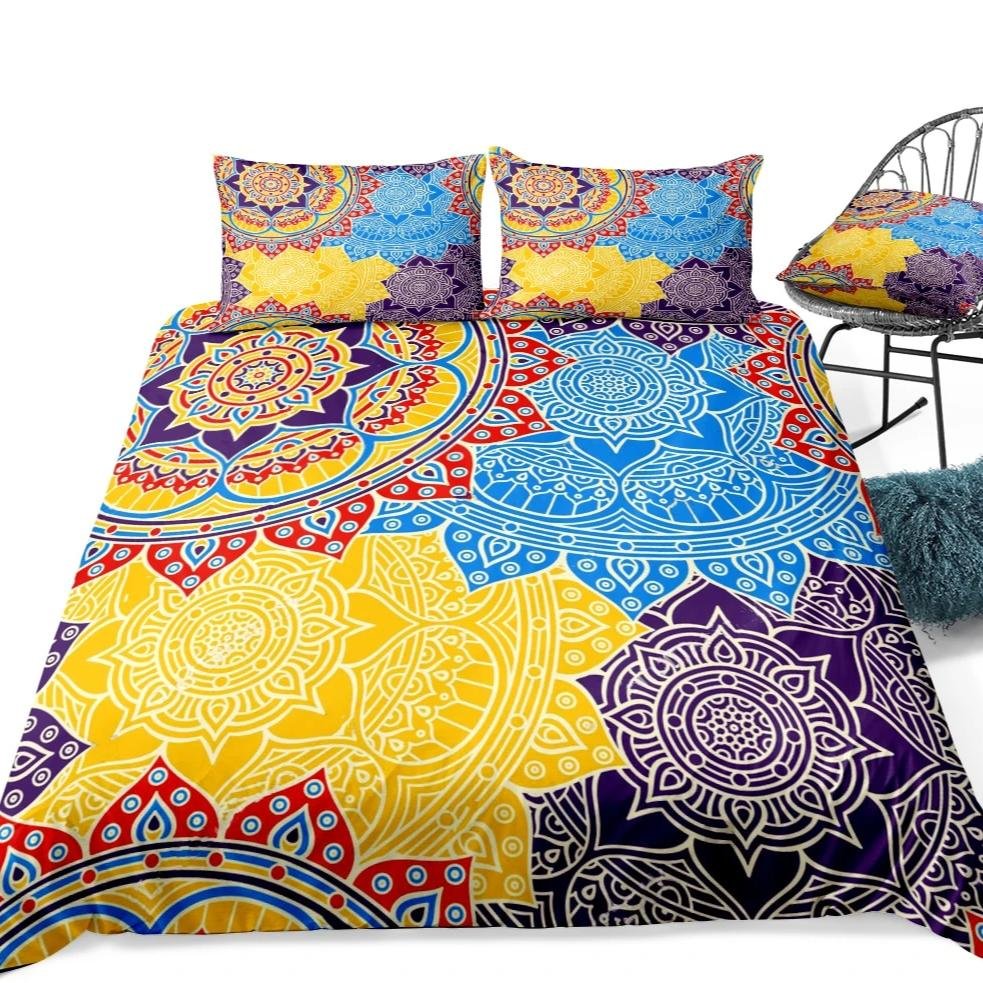 2/3-Piece Colorful Overlapping Mandala Duvet Cover Set - Image 4