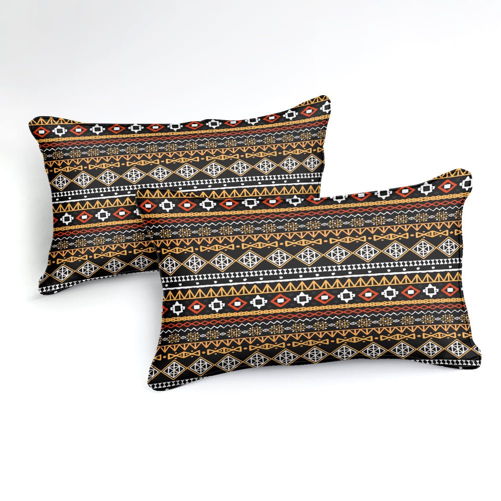 2/3-Piece Black & Orange Ethnic Stripe Duvet Cover Set - Image 2