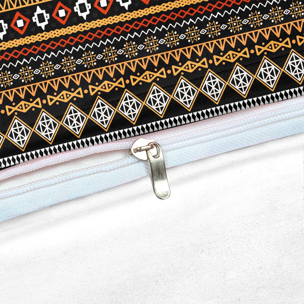 2/3-Piece Black & Orange Ethnic Stripe Duvet Cover Set - Image 3