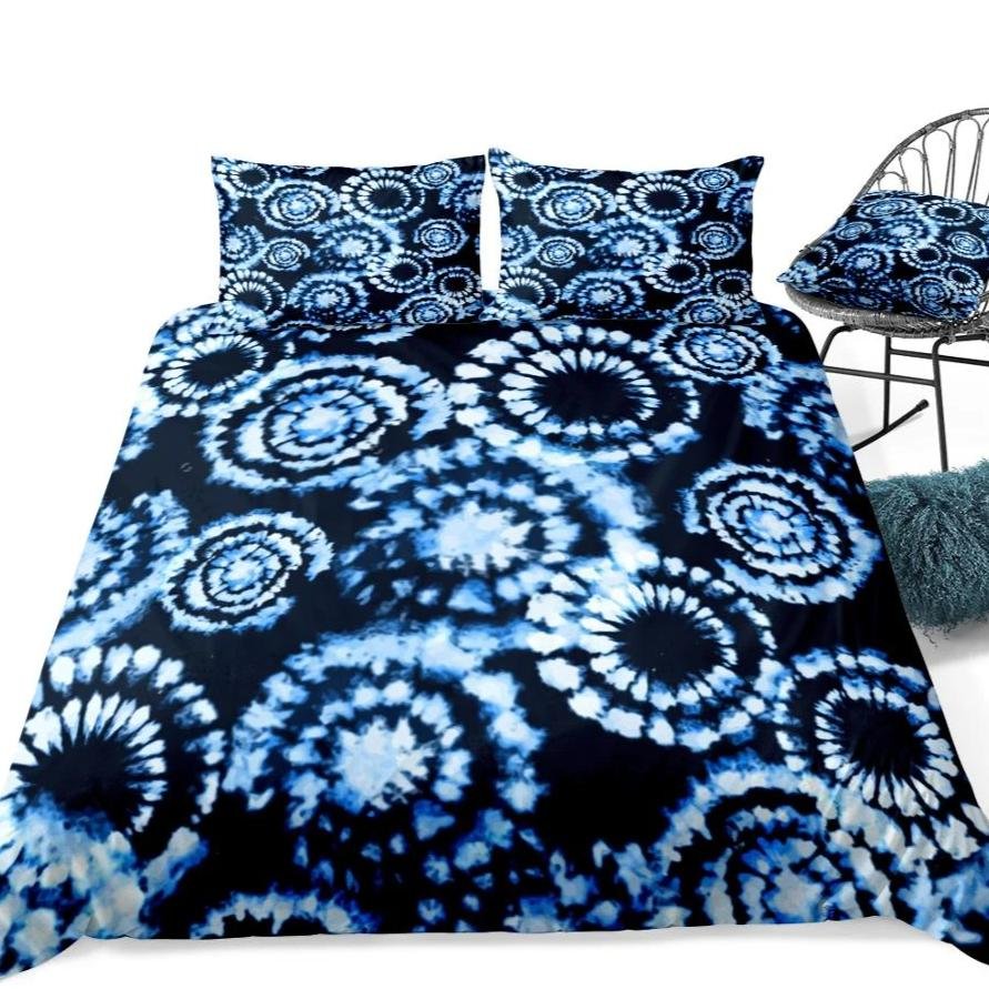 2/3-Piece Dark Blue Tie-Dye Pattern Duvet Cover Set - Image 4
