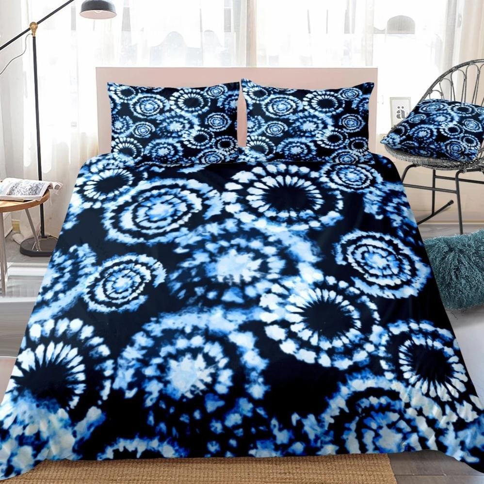2/3-Piece Dark Blue Tie-Dye Pattern Duvet Cover Set
