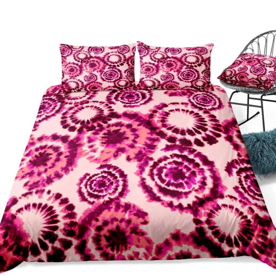 2/3-Piece Red & Pink Tie-Dye Pattern Duvet Cover Set - Image 4