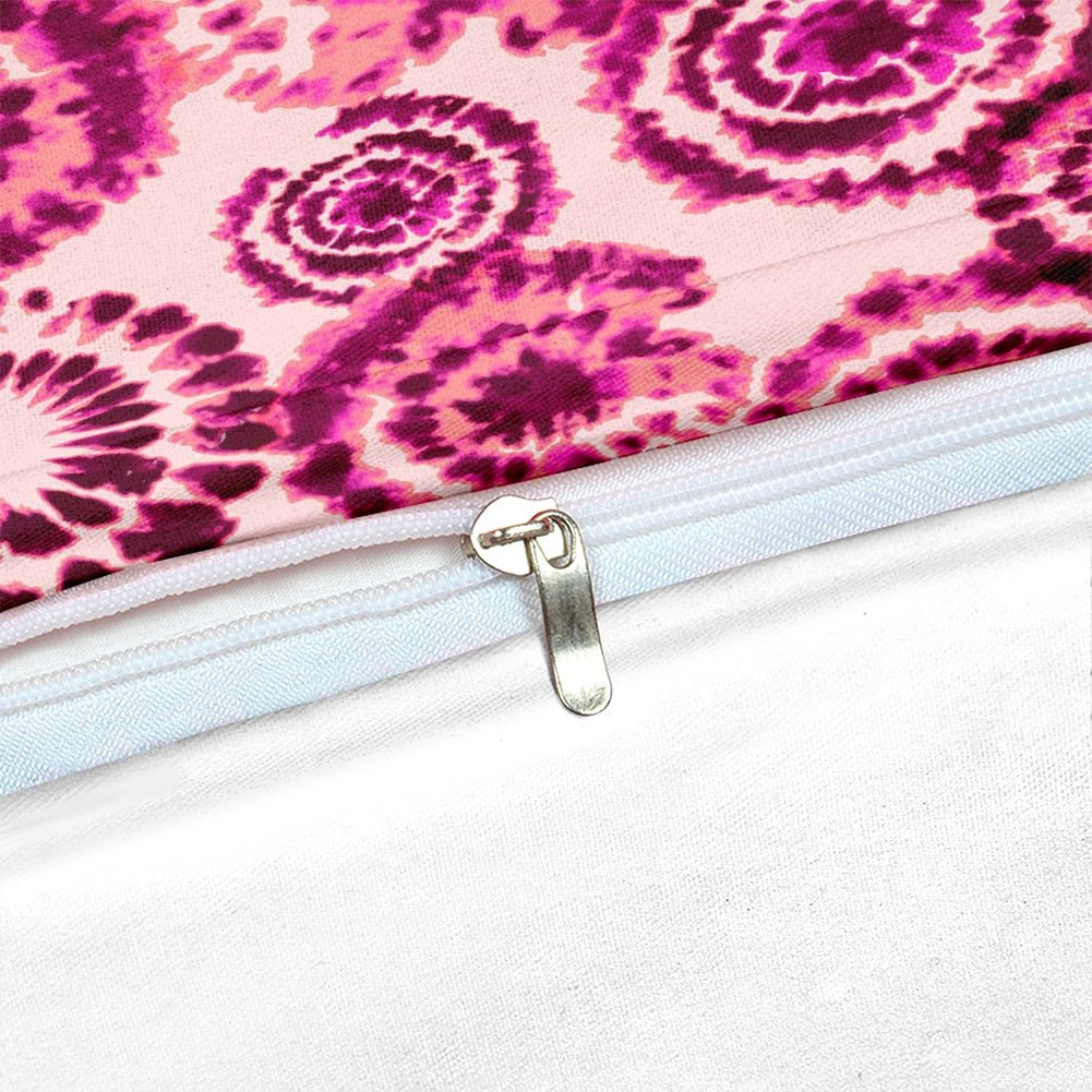2/3-Piece Red & Pink Tie-Dye Pattern Duvet Cover Set - Image 3