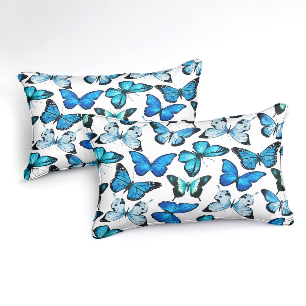 2/3-Piece Flying Blue Butterfly Pattern Duvet Cover Set - Image 2