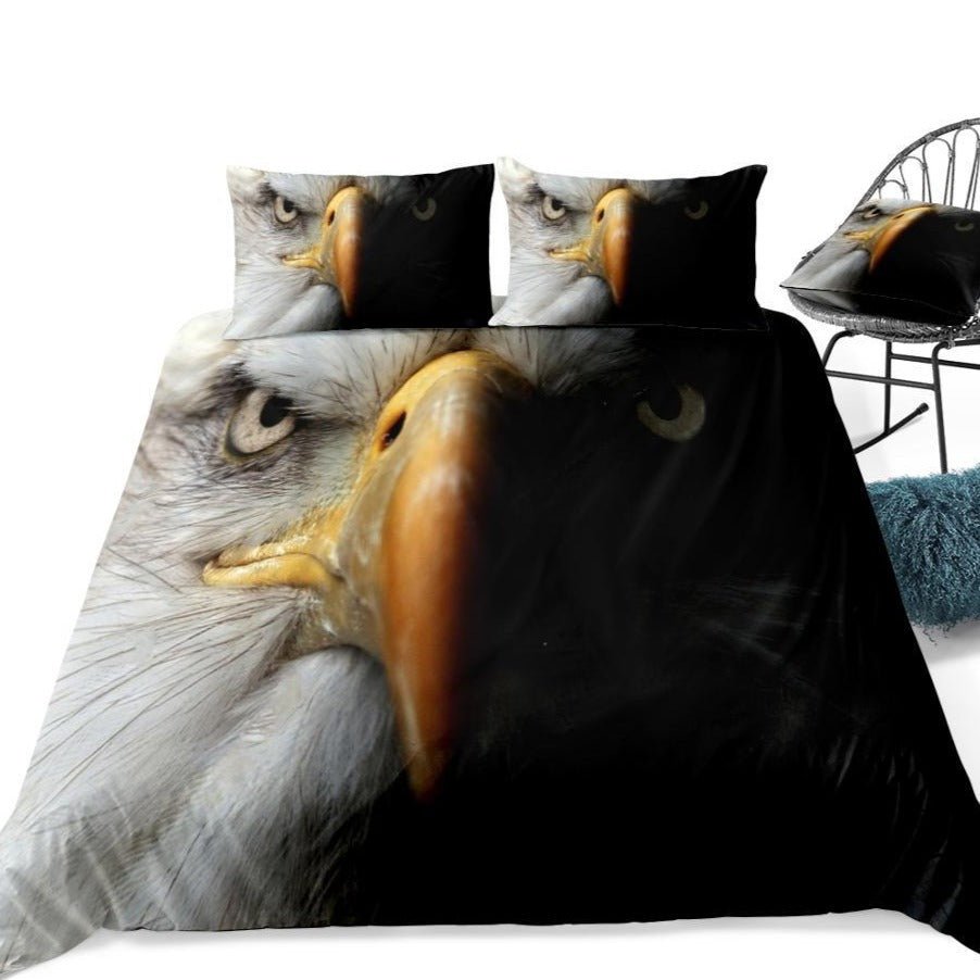 2/3-Piece Shadowed Bald Eagle Portrait Duvet Cover Set - Image 4