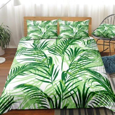 2/3-Piece Green Tropical Palm Fronds Duvet Cover Set