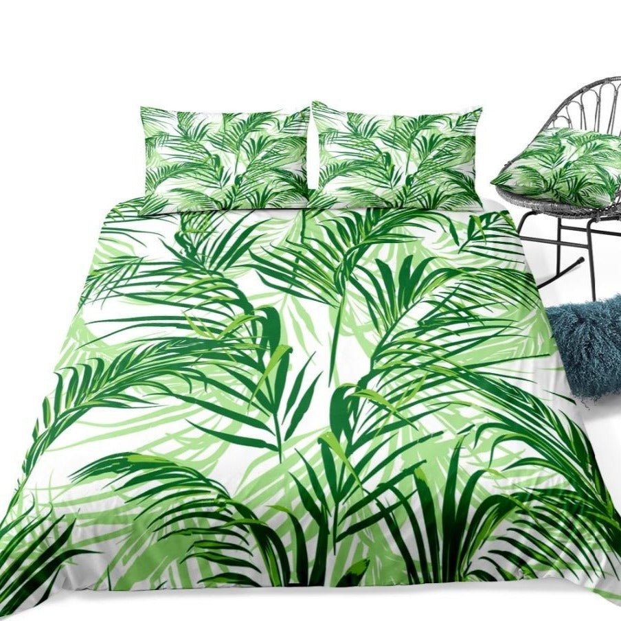 2/3-Piece Green Tropical Palm Fronds Duvet Cover Set - Image 4
