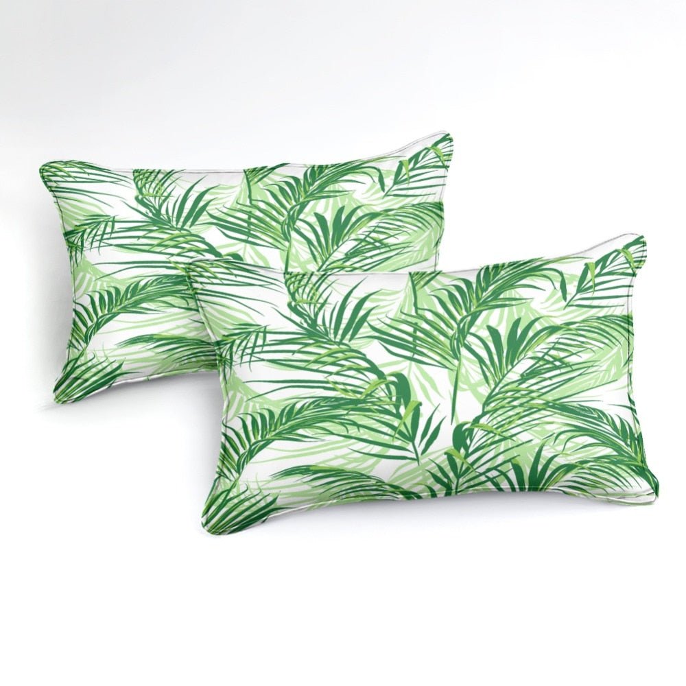 2/3-Piece Green Tropical Palm Fronds Duvet Cover Set - Image 3